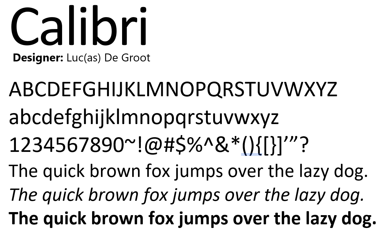 calibri typeface